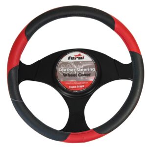 Auto Gs Κάλυμμα Τιμονιού Αυτοκινήτου με Διάμετρο 40εκ. Δερμάτινο Μαύρο/Κόκκινο