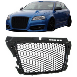 Carner Μάσκα για Audi A3 8P 2008-2012 RS3 Look Κυψελωτή Γυαλιστερό ΜαύροΚωδικός: 0013536