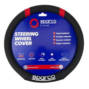 Sparco Κάλυμμα Τιμονιού Αυτοκινήτου D-Type με Διάμετρο 37εκ. από Δερματίνη Μαύρο με Κόκκινη Ραφή