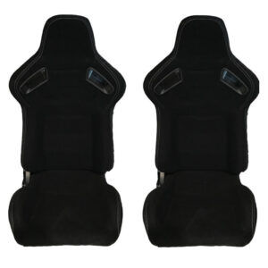 Carner Καθίσματα Bucket R8 από Ύφασμα Μαύρο με Άσπρες Ραφές Σετ 2τμχΚωδικός: 0017157