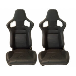 Carner RS Καθίσματα Bucket από Δερματίνη Μαύρο με Άσπρες Ραφές Σετ 2τμχΚωδικός: 0017162