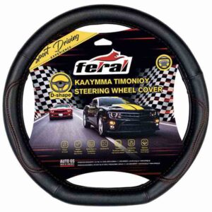 Auto Gs Κάλυμμα Τιμονιού Αυτοκινήτου Power D με Διάμετρο 38εκ. από Δερματίνη Μαύρο με Κόκκινη Ραφή