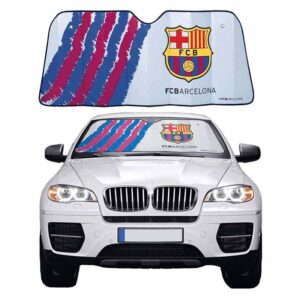 Car+ Ηλιοπροστασία Παρμπρίζ Αυτοκινήτου Εσωτερική με Βεντούζα FC Barcelona XXL Φιμέ Ασημί 140x100εκ.Κωδικός: 0025200
