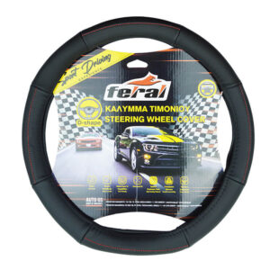 Feral Κάλυμμα Τιμονιού Αυτοκινήτου με Διάμετρο 38εκ. από Δερματίνη Μαύρο