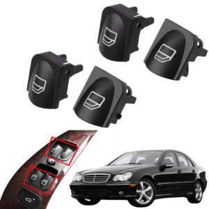 Carner Ανταλλακτικά Κουμπιά για Διακόπτη Παραθύρων Αυτοκινήτου 4τμχ για Mercedes-Benz C Class ΜαύροΚωδικός: 0026862