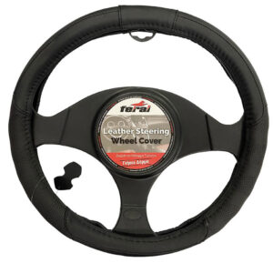Auto Gs Κάλυμμα Τιμονιού Αυτοκινήτου με Διάμετρο 38εκ. Λείο Τρυπητό Δερμάτινο Μαύρο