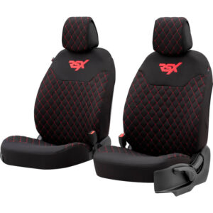 Otom Σετ Πλατοκαθίσματα Αυτοκινήτου 2τμχ Πολυεστερικά RSX Sport Μαύρο / Κόκκινο