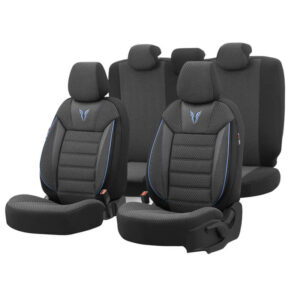 Καλύμματα Αυτοκινήτου Otom Toro Design Universal Βαμβακερό Ύφασμα Δερματίνη Σετ Εμπρός Πίσω 11 Τεμαχίων Μαύρο Μπλε Τrο-903