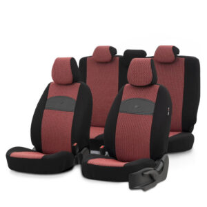 Otom Σετ Καλύμματα Αυτοκινήτου 11τμχ Δερματίνη Μαύρο / Κόκκινο