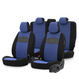 Otom Σετ Καλύμματα Αυτοκινήτου 11τμχ Δερματίνη Μαύρο / Μπλε