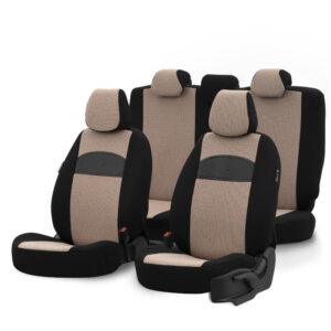 Otom Σετ Καλύμματα Αυτοκινήτου 11τμχ Δερματίνη Μαύρο / Μπεζ