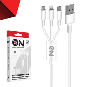 Καλώδιο Φόρτισης Usb 3 1 Lightning Micro Type-c Λευκό 120cm On Mobile Accessories 1 Τεμάχιο