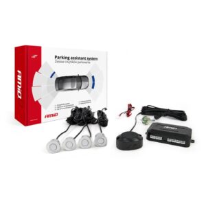 AMiO Σύστημα Παρκαρίσματος Αυτοκινήτου με Buzzer και 4 Αισθητήρες 22mm σε Ασημί Χρώμα Κωδικός: 01021