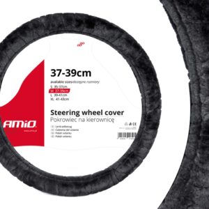 AMiO Κάλυμμα Τιμονιού Αυτοκινήτου SWC-02 με Διάμετρο 37-39εκ. Συνθετικό Μαύρο