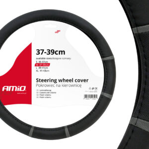AMiO Κάλυμμα Τιμονιού Αυτοκινήτου SWC-06 με Διάμετρο 37-39εκ. από Δερματίνη Μαύρο /AM
