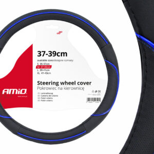 AMiO Κάλυμμα Τιμονιού Αυτοκινήτου SWC-08-M με Διάμετρο 37-39εκ. Συνθετικό Μαύρο