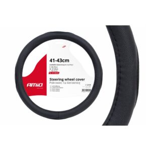 AMiO Κάλυμμα Τιμονιού Αυτοκινήτου με Διάμετρο 41-43εκ. XL Συνθετικό Μαύρο