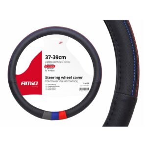 AMiO Κάλυμμα Τιμονιού Αυτοκινήτου SWC-10-M με Διάμετρο 37-39εκ. από Δερματίνη Μαύρο