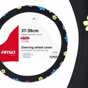 AMiO Κάλυμμα Τιμονιού Αυτοκινήτου με Διάμετρο 37-39εκ. Συνθετικό Μαύρο