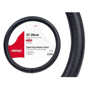 AMiO Κάλυμμα Τιμονιού Αυτοκινήτου με Διάμετρο 37-39εκ. από Δερματίνη Μαύρο /AM