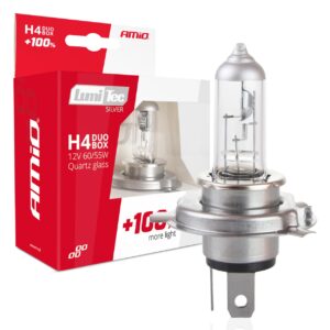 AMiO Λάμπες Αυτοκινήτου Lumitec Silver H4 / P43T Αλογόνου 12V 55W 2τμχ