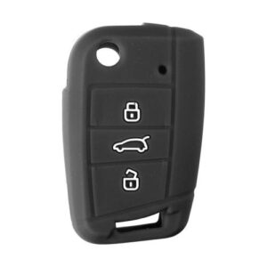 Θήκη Κλειδιού Type-2 από Σιλικόνη με 3 Κουμπιά για Seat / Skoda / VW σε Μαύρο Χρώμα Κωδικός: L0154.6