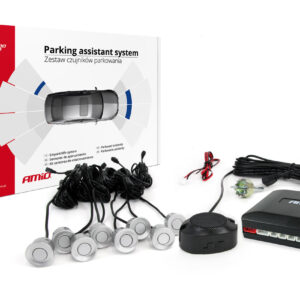 AMiO Σύστημα Παρκαρίσματος Αυτοκινήτου με Buzzer και 8 Αισθητήρες 22mm σε Ασημί Χρώμα Κωδικός: 01596