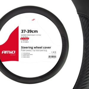 AMiO Κάλυμμα Τιμονιού Αυτοκινήτου SWC-17 με Διάμετρο 37-39εκ. Συνθετικό Μαύρο
