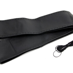 AMiO Κάλυμμα Τιμονιού Αυτοκινήτου Ραφτό με Διάμετρο 43-45εκ. Δερμάτινο Μαύρο