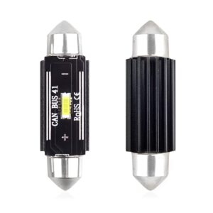 Amio - ΛΑΜΠΑΚΙΑ ΠΛΑΦΟΝΙΕΡΑΣ 41mm 12/24V 3,1W 5600K 1LED ULTRA BRIGHT CAN-BUS FESTOON (ΛΕΥΚΟ) - 2 ΤΕΜ. (02444/AM)
