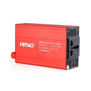 AMiO PI03 Inverter Αυτοκινήτου 300W για Μετατροπή 12V DC σε 230V AC με 2xUSB Κωδικός: 02470