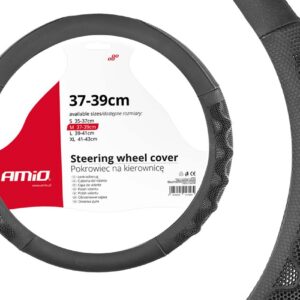 AMiO Κάλυμμα Τιμονιού Αυτοκινήτου SWC-26 με Διάμετρο 37-39εκ. Συνθετικό Μαύρο /AM