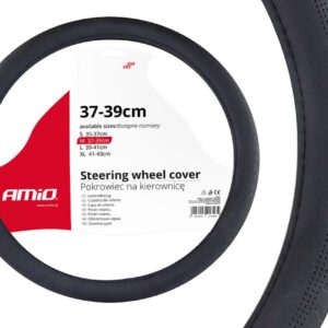 AMiO Κάλυμμα Τιμονιού Αυτοκινήτου SWC-31 με Διάμετρο 37-39εκ. Συνθετικό Μαύρο /AM