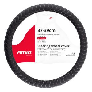AMiO Κάλυμμα Τιμονιού Αυτοκινήτου με Διάμετρο 37-39εκ. Συνθετικό Μαύρο