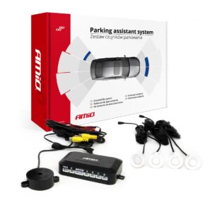 AMiO Σύστημα Παρκαρίσματος Αυτοκινήτου με Κάμερα / Οθόνη και 4 Αισθητήρες 22mm σε Λευκό Χρώμα Κωδικός: 02991