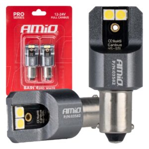 AMiO Λάμπες Αυτοκινήτου T4W / BA9S Canbus LED 6000K Ψυχρό Λευκό 12-24V 2τμχ