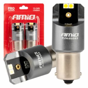 AMiO Λάμπες Αυτοκινήτου & Μοτοσυκλέτας BA15S / P21W Canbus LED 6000K Ψυχρό Λευκό 12-24V 2τμχ