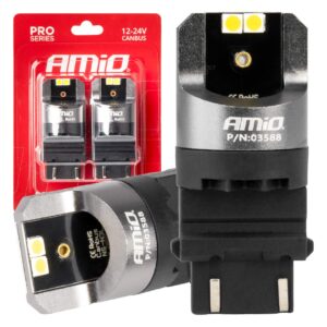 AMiO Λάμπες Αυτοκινήτου P27/7W Canbus LED 6000K Ψυχρό Λευκό 12-24V 2τμχ