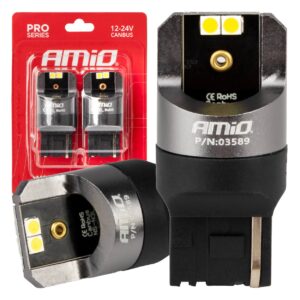 AMiO Λάμπες Αυτοκινήτου W21W Canbus LED 6000K Ψυχρό Λευκό 12-24V 2τμχ