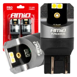 AMiO Λάμπες Αυτοκινήτου W21/5W Canbus LED 6000K Ψυχρό Λευκό 12-24V 3W 2τμχ