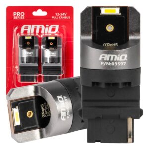 AMiO Λάμπες Αυτοκινήτου & Μοτοσυκλέτας P27W / T25 Canbus LED 6000K Ψυχρό Λευκό 12-24V 2τμχ