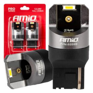 AMiO Λάμπες Αυτοκινήτου W21W Canbus LED 6000K Ψυχρό Λευκό 12-24V 2τμχ