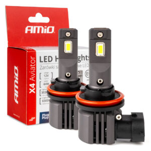 AMiO Λάμπες Αυτοκινήτου H8 / H9 / H11 / H16 Canbus LED Ψυχρό Λευκό 44W 2τμχ