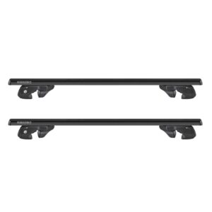 Menabo Μπάρες Οροφής Αλουμινίου 135εκ. Universal για Αυτοκίνητα με Εργοστασιακές Μπάρες (Σετ με πόδια και κλειδαριά) Μαύρες Κωδικός: 12290/MB