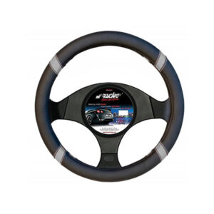 Simoni Racing Κάλυμμα Τιμονιού Αυτοκινήτου Cross με Διάμετρο 37-39εκ. από Δερματίνη Μαύρο/Γκρι