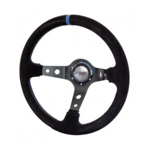 Simoni Racing Τιμόνι Αυτοκινήτου Shakedown Σουέτ Τριάκτινο με Διάμετρο 35cm & Βάθος 95mm Μπλε/Μαύρο Κωδικός: SRSKDOWN