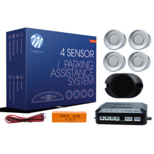 M-Tech Σύστημα Παρκαρίσματος Αυτοκινήτου με Buzzer και 4 Αισθητήρες 18mm σε Ασημί Χρώμα Κωδικός: CP17S