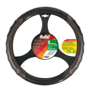 Lampa Κάλυμμα Τιμονιού Αυτοκινήτου Bullet με Διάμετρο 35-37εκ. Συνθετικό Μαύρο με Κόκκινη Ραφή