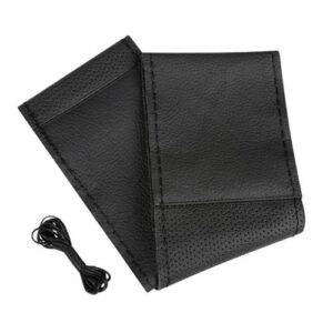 Lampa Κάλυμμα Τιμονιού Αυτοκινήτου Sport Leather Ραφτό με Διάμετρο 37-39εκ. Δερμάτινο Μαύρο με Μαύρη Ραφή