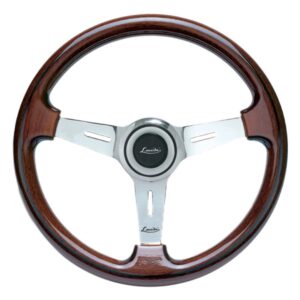Luisi Τιμόνι Αυτοκινήτου Ξύλινο Τριάκτινο με Διάμετρο 37cm Καφέ/Ασημί Κωδικός: 33807